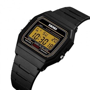 Спортивний електронний годинник Skmei 1412 Чорний із золотистим