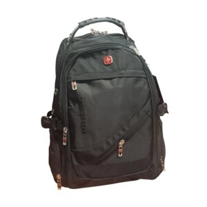 Рюкзак міський Swiss Bag 8810-1 з дощовиком 50*33*25 см 32 літри з USB та AUX виходами Чорний