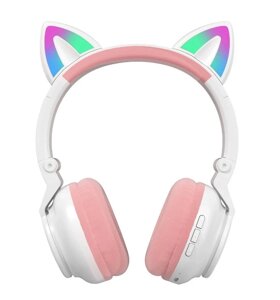 Бездротові Bluetooth-навушники STN-26 Cat Ear з котячими вушками і LED підсвічуванням (Білий)