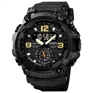 Чоловічий спортивний наручний годинник Skmei 1637 водонепроникні (Чорні)