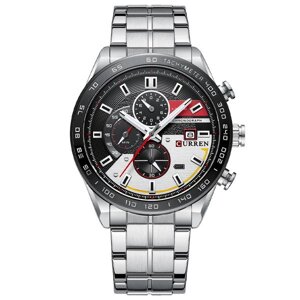 Водостійкий кварцовий годинник Curren Chronograph silver