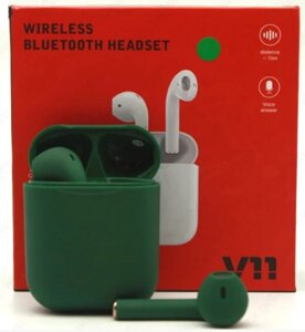 Бездротові навушники V11 TWS Bluetooth 5.0 з кейсом Green в Київській області от компании shop-shap