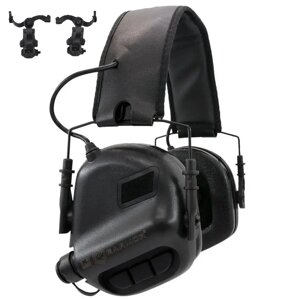 Тактичні активні навушники Earmor М31 + кріплення на шолом OPS Core (чебурашка) Чорний