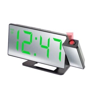 Електронний настільний годинник VST-896-4 (зелені цифри) з проекцією, дзеркальним дисплеєм та термометром від USB