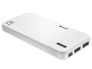 Зовнішній акумулятор Powerbank Tracer 10000mAh 2A тонкий на 2xUSB-порту BK Білий