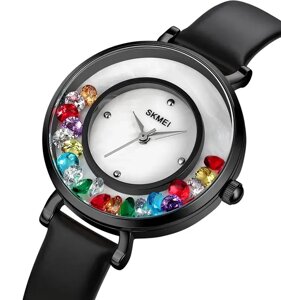 Жіночий наручний годинник Skmei 2041 Diamonds (Чорний)