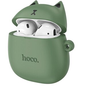 Навушники бездротові дитячі Bluetooth HOCO Cat EW45 у кейсі, олива