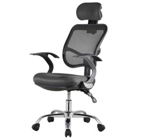 Офісне крісло Femor Manager сітка з підголівником (Чорне)
