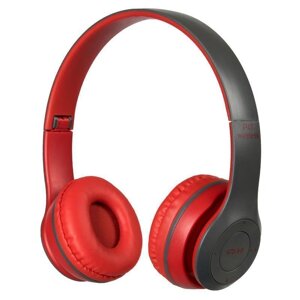 Навушники бездротові bluetooth microSD Mp3 MDR P47 BT, червоно-сірі