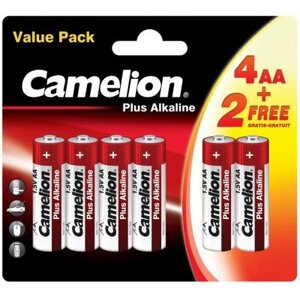 Батарейка Camelion AA LR6 Plus Alkaline * (4+2) (4+2LR6-BP) в Київській області от компании shop-shap