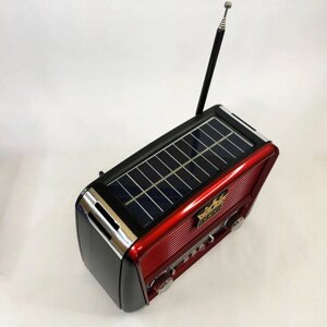 Радіоприймач Golon RX-455S USB/акумулятор сонячна панель. Червоний SO-266 з чорним