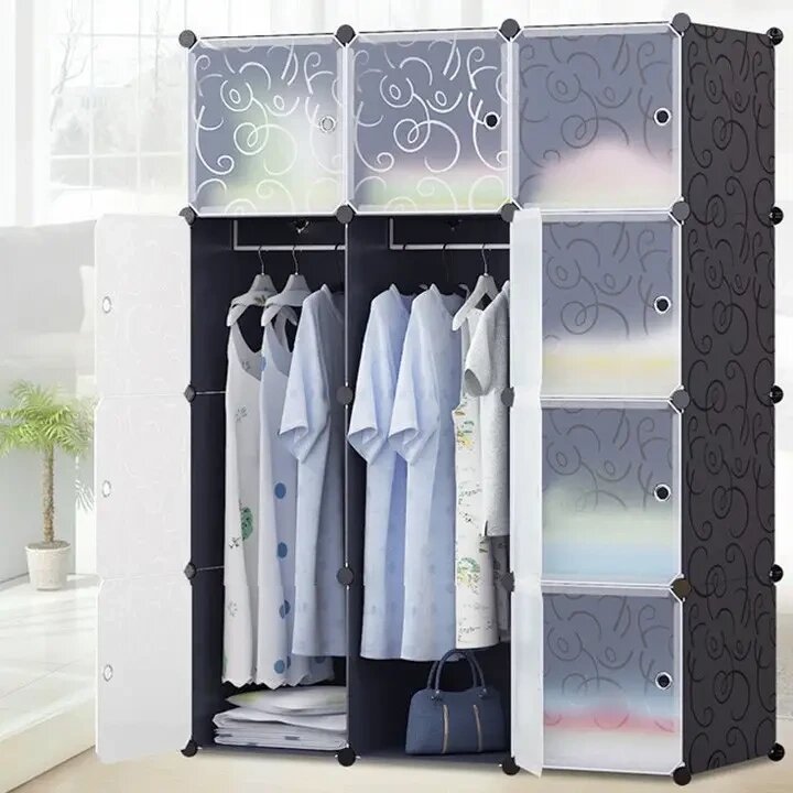 Пластикова складана шафа Storage Cube Cabinet «МР 312-62» Чорна (110х37х146см) від компанії shop-shap - фото 1