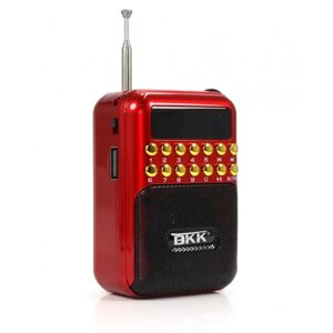 Радіоприймач з FM USB MicroSD BKK B872 радіо на акумуляторі Червоний 2200мАг