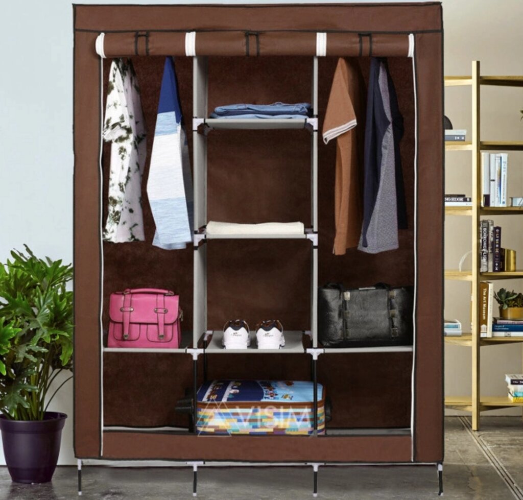 Складна каркасна тканинна шафа Storage Wardrobe 88130, шафа на три секції 130*45*175 від компанії shop-shap - фото 1