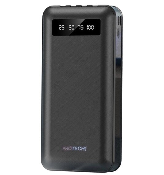 Універсальна зарядна батарея ProTech B-05 Solar 20000Mah + вбудовані кабелі + ліхтарик (Чорний) від компанії shop-shap - фото 1