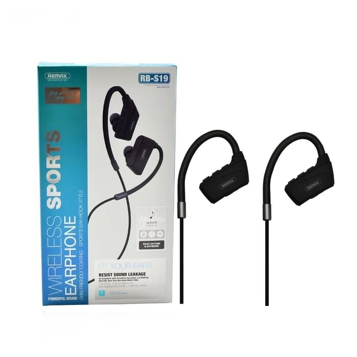 Вакуумні навушники Bluetooth Wireless Sports Remax RB-S19-Black від компанії shop-shap - фото 1