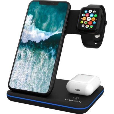 Зарядний пристрій Canyon 3in1 Wireless charger (CNS-WCS303B) від компанії shop-shap - фото 1