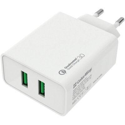 Зарядний пристрій Colorway 2USB Quick Charge 3.0 (36W) (CW-CHS017Q-WT) від компанії shop-shap - фото 1