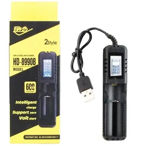 Зарядний пристрій для акумуляторів HD-8990B-LCD microUSB 4.2V/0 6A (на 1 слот) від компанії shop-shap - фото 1