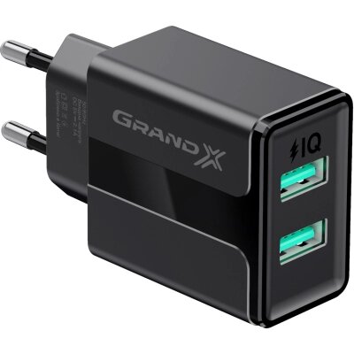 Зарядний пристрій Grand-X 5V 2,4A USB Black (CH-15B) від компанії shop-shap - фото 1