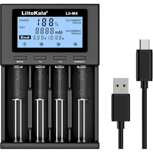 Зарядний пристрій для акумуляторів LiitoKala Lii-M4 (Li-ion IMR LiFe+NiMH) + Rower bank + Type-C