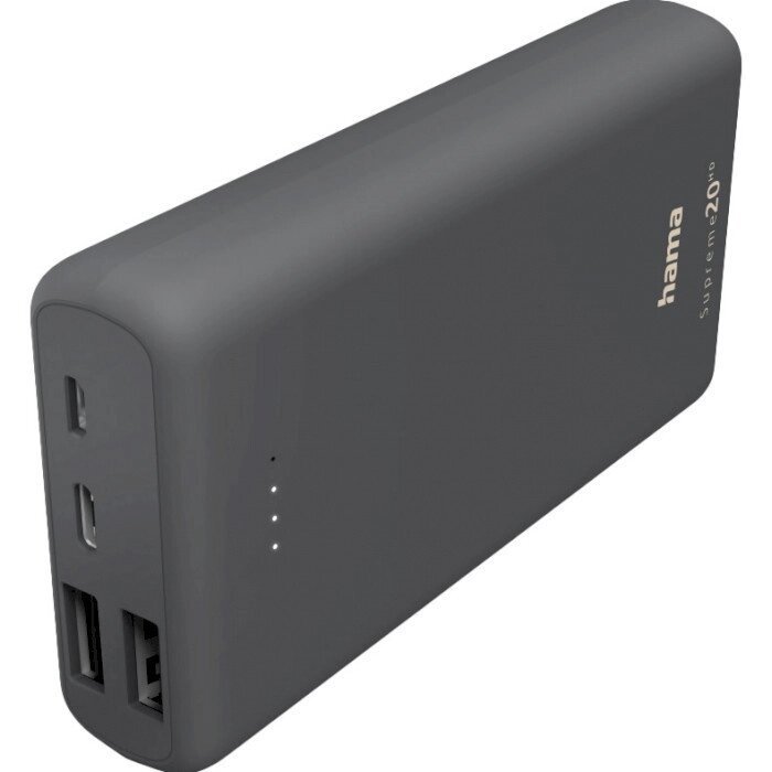 Зовнішній акумулятор Power Bank Hama Supreme 20HD 20000mAh (Сірий) від компанії shop-shap - фото 1