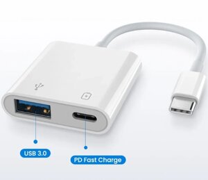 2в1 OTG адаптер Type-C to USB 3.0 PD Для ноутбука мобільного телефона