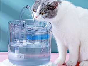 Диспенсер води для котів і собак прозорий 2 л, автоматична поїлка для кішок