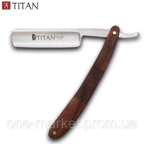 Небезпечна бритва TITAN Т0001 6/8 дюйма, ручка жорсткий полімер + шкіряний ремінь + віск
