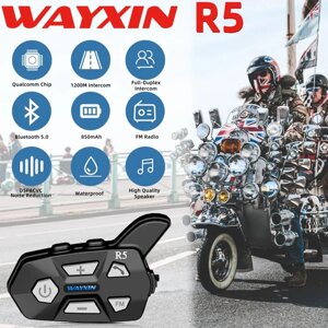 Wayxin WX-R5 Мотогарнітура на шолом Bluetooth 5.0 Для двох осіб
