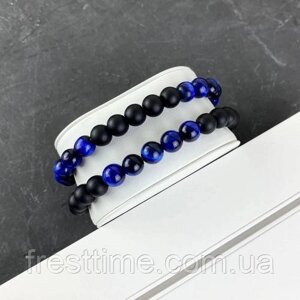 Браслет унісекс на руку з натурального каменю 2B Rich Bracelet Pearl 8 mm, 19 cm Black-Blue