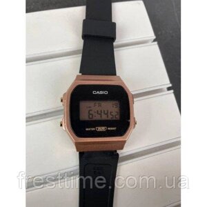Чоловічі наручні електронні годинники Casio 168 Silicone Black- Cuprum