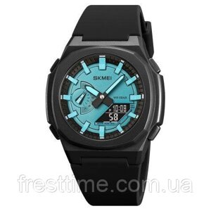 Чоловічий наручний кварцовий (електронний) годинник Skmei 2091BKLTBUBK Black-Blue Black