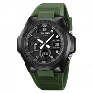 Чоловічий наручний кварцовий (електронний) годинник Skmei 2105AG Army Green