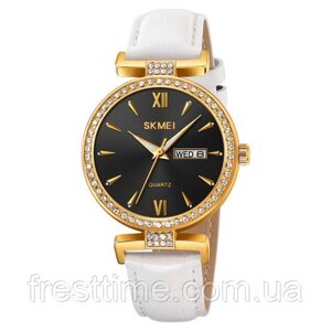 Жіночий наручний кварцовий годинник Skmei 2090GDBKWT Gold Black-White