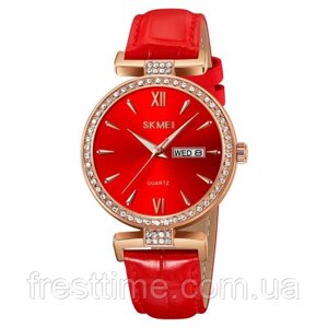 Жіночий наручний кварцовий годинник Skmei 2090RGRD Rose Gold-Red