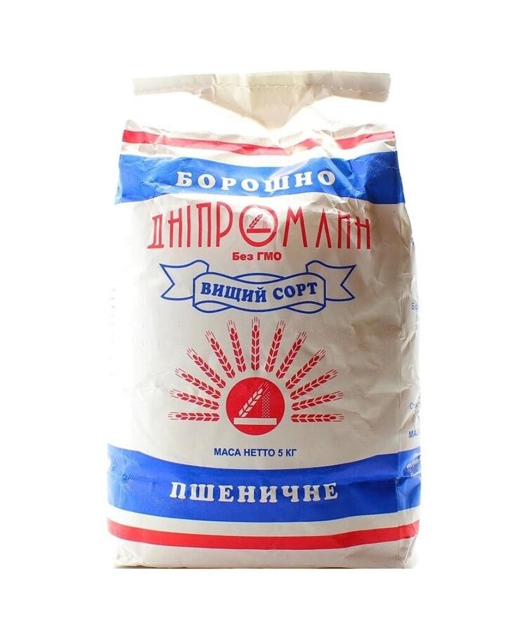 Борошно пшеничне вищий сорт Дніпромлин 5 кг від компанії Матеріали - фото 1