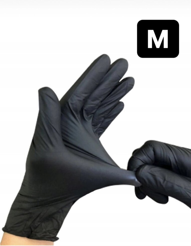 Черные нитриловые перчатки Care 365 размер М ##от компании## Расходники - ##фото## 1
