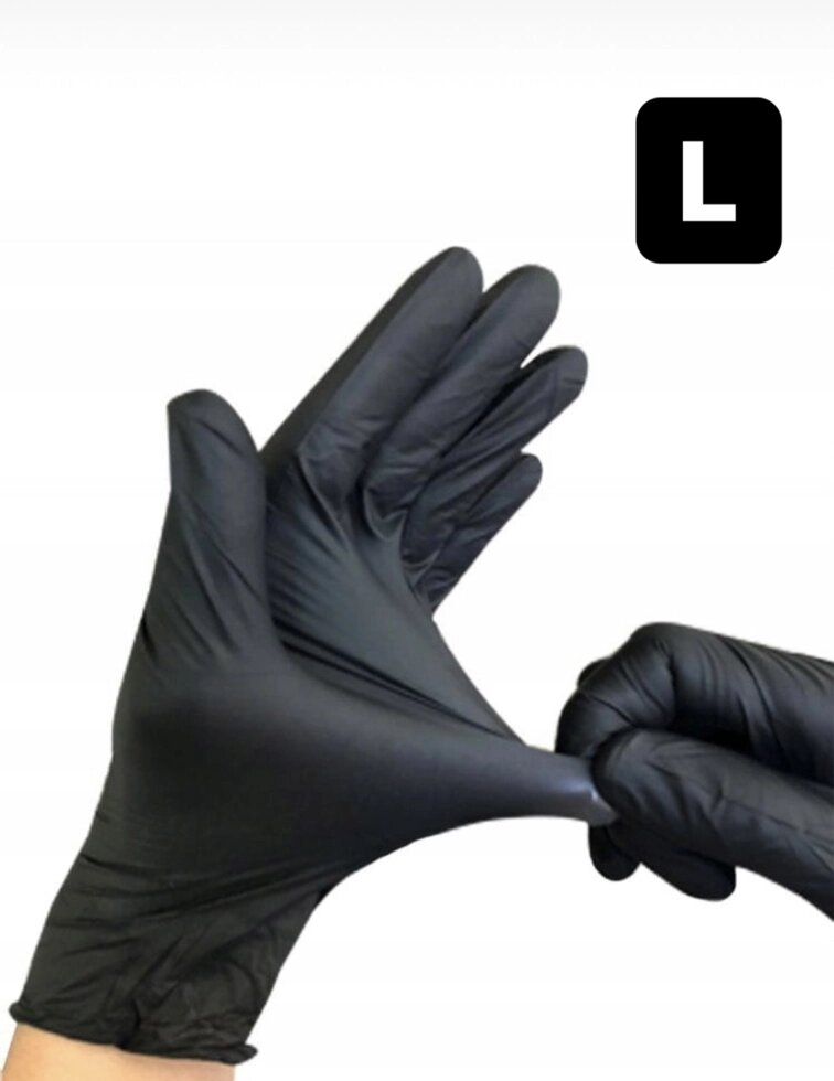 Чорні нітрилові рукавички Nitrylex BLACK розмір L від компанії Матеріали - фото 1