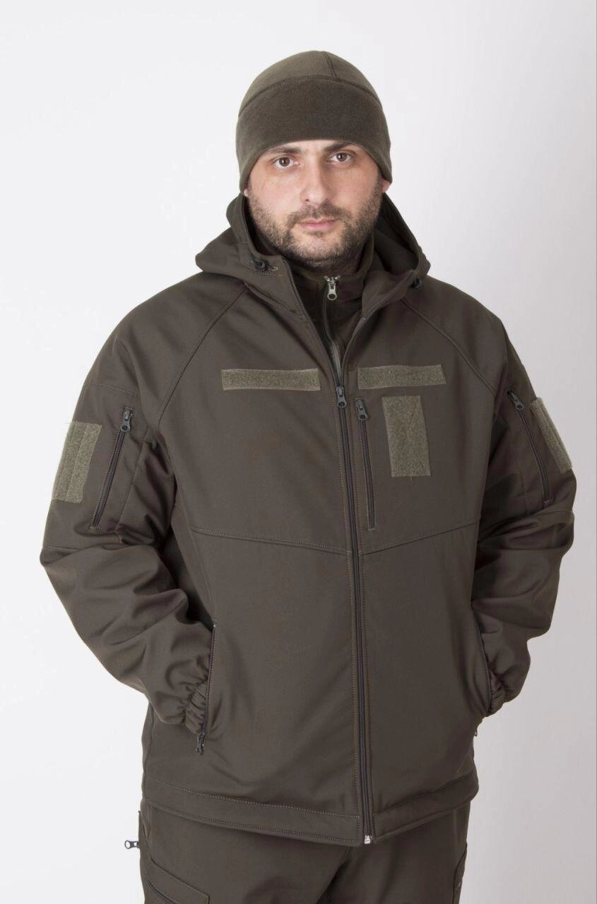 Демісезонна тактична куртка вітро та водовіштовхуюча Софт Шел - Олива від компанії Матеріали - фото 1