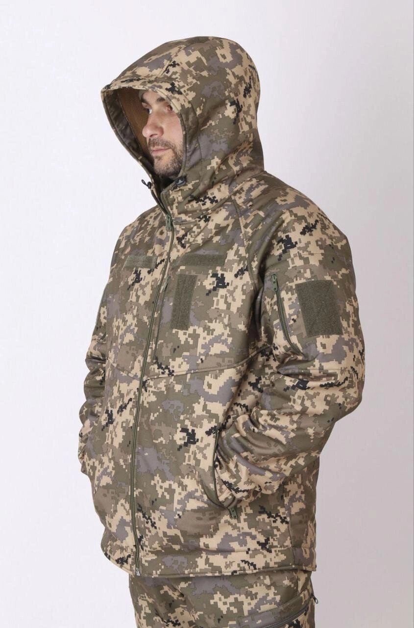 Демісезонна тактична куртка вітро та водовіштовхуюча Софт Шел - Піксель ЗСУ від компанії Матеріали - фото 1