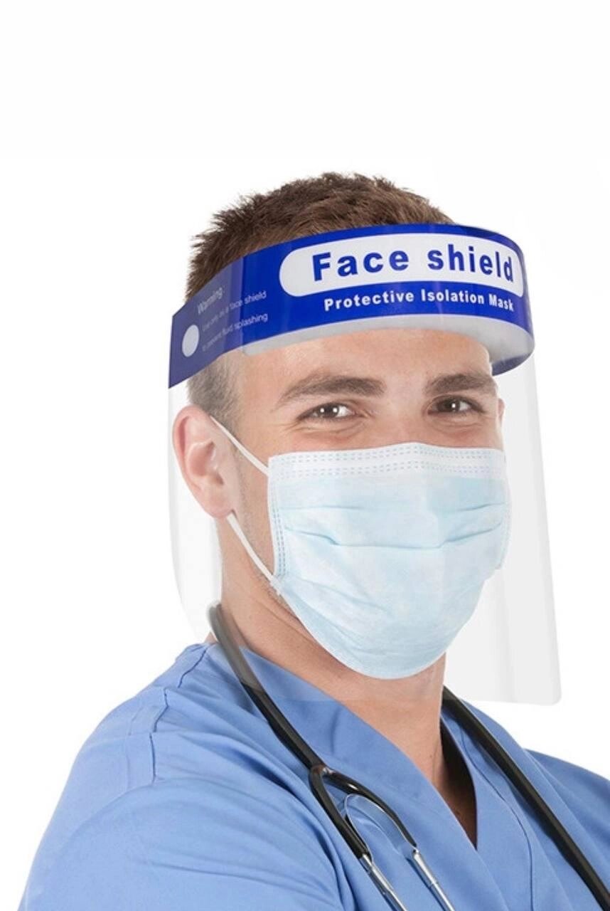Медичний прозорий захисний екран Face Shield для обличчя від компанії Матеріали - фото 1
