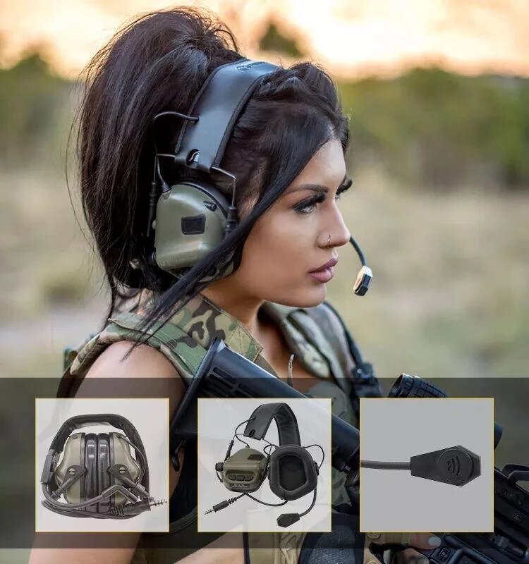 Професійні активні навушники Earmor М32H з гарнітурою хакі від компанії Матеріали - фото 1