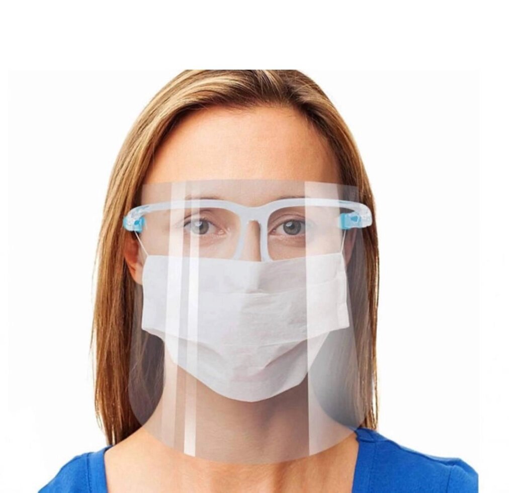 Защитный прозрачный экран щиток с очками Face Shield glasses для лица ##от компании## Расходники - ##фото## 1