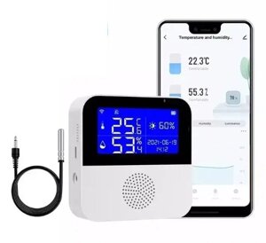Wi-Fi датчик температури та вологості Smart Life/Tuya Smart з дисплеєм і вбудованим акумулятором
