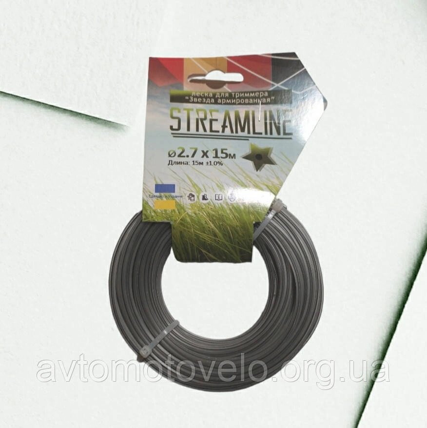 Волосінь для тримера STREMLINE 2.7 мм (15 метрів) зірка з жилкою від компанії Автомотовело - фото 1