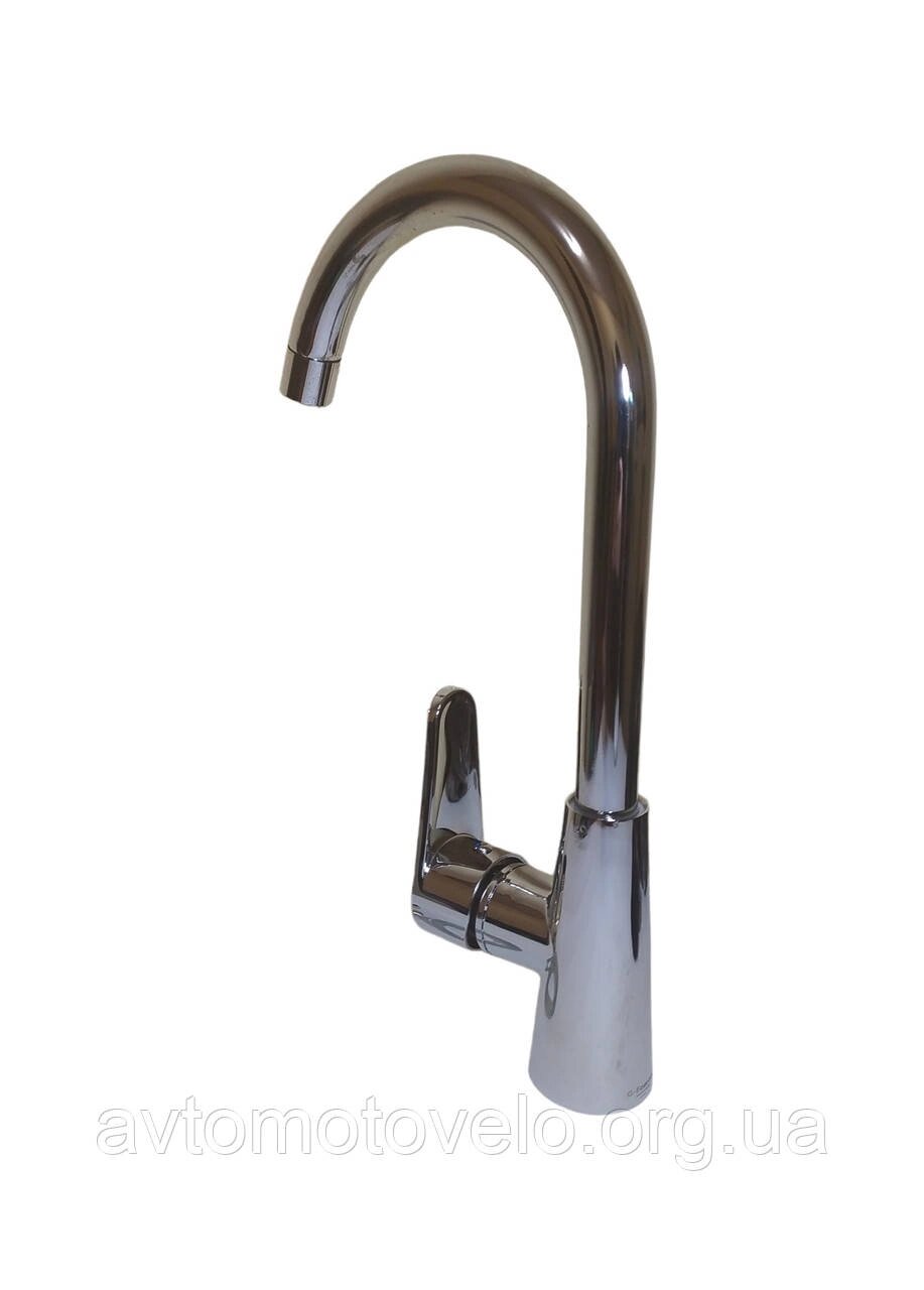 Змішувач для кухні G-Ferro Mario — 011 вухо біх підводка з пластиковою ручкою катридж 35 мм від компанії Автомотовело - фото 1