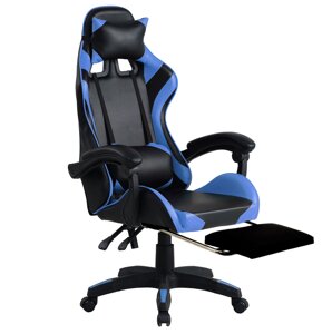 Крісло комп'ютерне ігрове з підставкою дня ніг Gamer Pro Jaguar Plus Синє