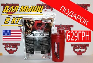 Акція! протеїн (ксб) max muscle 2kg+подарунок! є гейнер, креатин, всаа