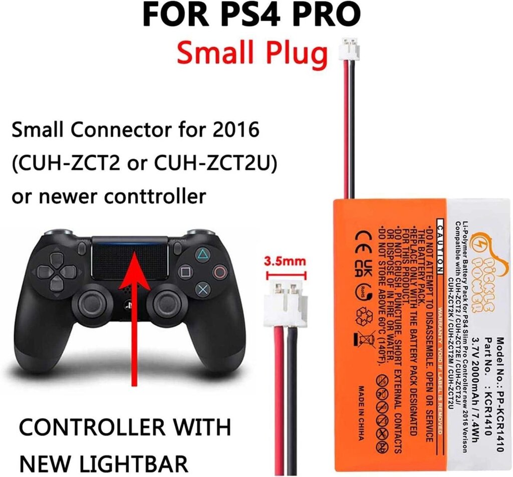 Акумулятор Power 2000 мАг для контролера Sony PS4 Slim Pro 2016 від компанії K V I T K A - фото 1